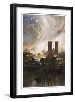 Verdun in Flames Following Bombardment by German Artillery Using Incendiary Shells-Francois Flameng-Framed Art Print