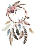 Watercolor Ethnic Boho Set of Arrows, Feathers and Flowers, Native American Tribe Decoration Print-VerisStudio-Stretched Canvas