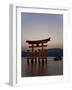 Vermillion Coloured 'Floating' Torii Gate Illuminated at Dusk, a Shinto Shrine Gate, Miyajima-Gavin Hellier-Framed Photographic Print