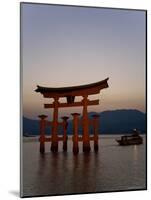 Vermillion Coloured 'Floating' Torii Gate Illuminated at Dusk, a Shinto Shrine Gate, Miyajima-Gavin Hellier-Mounted Photographic Print