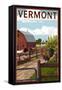 Vermont - Barnyard Scene-Lantern Press-Framed Stretched Canvas
