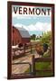 Vermont - Barnyard Scene-Lantern Press-Framed Art Print