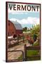 Vermont - Barnyard Scene-Lantern Press-Stretched Canvas