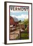 Vermont - Barnyard Scene-Lantern Press-Framed Art Print