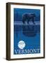 Vermont - Bear in the Moonlight-Lantern Press-Framed Art Print