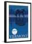 Vermont - Bear in the Moonlight-Lantern Press-Framed Art Print