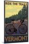 Vermont - Bicycle Scene-Lantern Press-Mounted Art Print