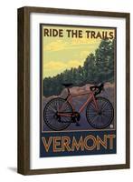 Vermont - Bicycle Scene-Lantern Press-Framed Art Print