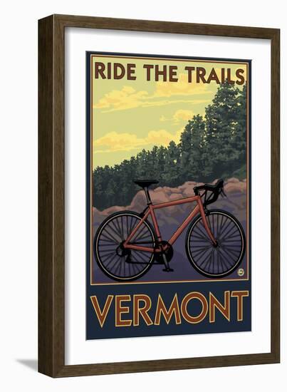 Vermont - Bicycle Scene-Lantern Press-Framed Art Print