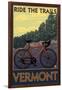 Vermont - Bicycle Scene-Lantern Press-Framed Art Print