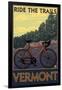 Vermont - Bicycle Scene-Lantern Press-Framed Art Print