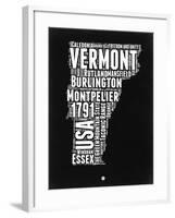 Vermont Black and White Map-NaxArt-Framed Art Print