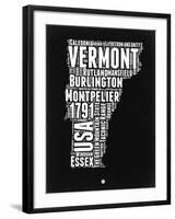 Vermont Black and White Map-NaxArt-Framed Art Print