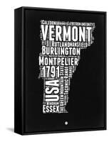 Vermont Black and White Map-NaxArt-Framed Stretched Canvas