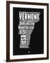 Vermont Black and White Map-NaxArt-Framed Art Print