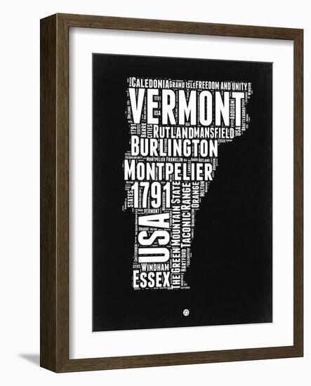 Vermont Black and White Map-NaxArt-Framed Art Print