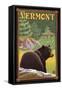 Vermont - Black Bear in Forest-Lantern Press-Framed Stretched Canvas