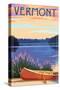 Vermont - Canoe and Lake-Lantern Press-Stretched Canvas