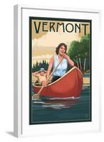 Vermont - Canoers on Lake-Lantern Press-Framed Art Print