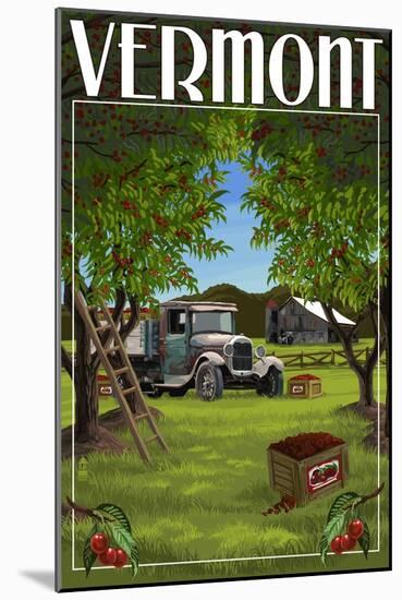 Vermont - Cherry Harvest-Lantern Press-Mounted Art Print