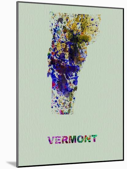 Vermont Color Splatter Map-NaxArt-Mounted Art Print
