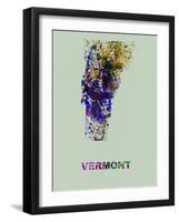 Vermont Color Splatter Map-NaxArt-Framed Art Print