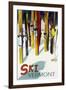 Vermont - Colorful Skis-Lantern Press-Framed Art Print