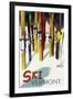 Vermont - Colorful Skis-Lantern Press-Framed Art Print