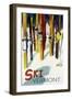 Vermont - Colorful Skis-Lantern Press-Framed Art Print