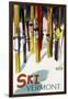 Vermont - Colorful Skis-Lantern Press-Framed Art Print