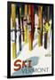 Vermont - Colorful Skis-Lantern Press-Framed Art Print