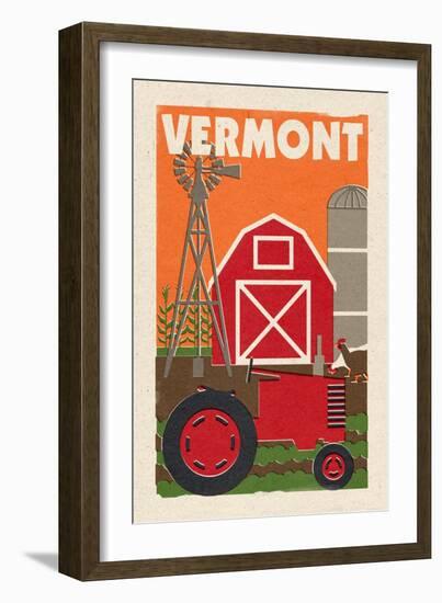 Vermont - Country - Woodblock-Lantern Press-Framed Art Print