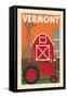Vermont - Country - Woodblock-Lantern Press-Framed Stretched Canvas