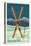Vermont - Crossed Skis - Letterpress-Lantern Press-Stretched Canvas