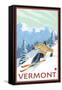 Vermont - Downhill Skier Scene-Lantern Press-Framed Stretched Canvas