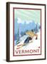 Vermont - Downhill Skier Scene-Lantern Press-Framed Art Print