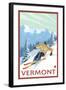 Vermont - Downhill Skier Scene-Lantern Press-Framed Art Print