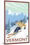 Vermont - Downhill Skier Scene-Lantern Press-Mounted Art Print