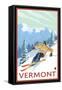 Vermont - Downhill Skier Scene-Lantern Press-Framed Stretched Canvas