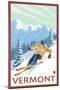 Vermont - Downhill Skier Scene-Lantern Press-Mounted Art Print