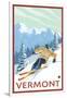 Vermont - Downhill Skier Scene-Lantern Press-Framed Art Print