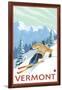 Vermont - Downhill Skier Scene-Lantern Press-Framed Art Print