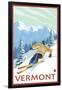 Vermont - Downhill Skier Scene-Lantern Press-Framed Art Print