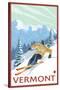 Vermont - Downhill Skier Scene-Lantern Press-Stretched Canvas