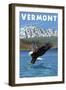 Vermont - Eagle Fishing-Lantern Press-Framed Art Print