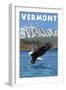 Vermont - Eagle Fishing-Lantern Press-Framed Art Print