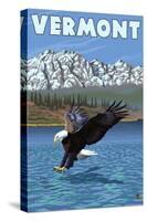 Vermont - Eagle Fishing-Lantern Press-Stretched Canvas