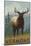 Vermont - Elk Scene-Lantern Press-Mounted Art Print