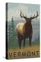 Vermont - Elk Scene-Lantern Press-Stretched Canvas