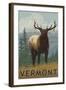 Vermont - Elk Scene-Lantern Press-Framed Art Print